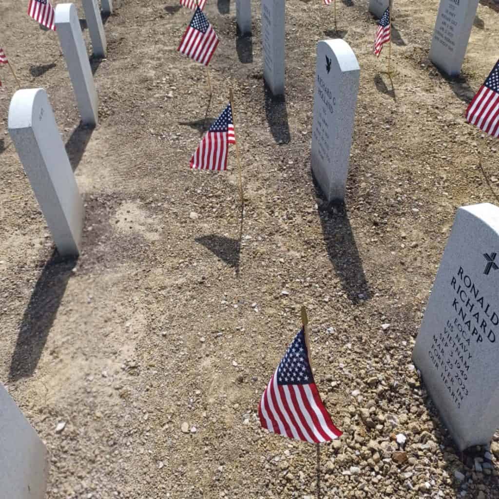 planting flags at Ritman National Cemetery